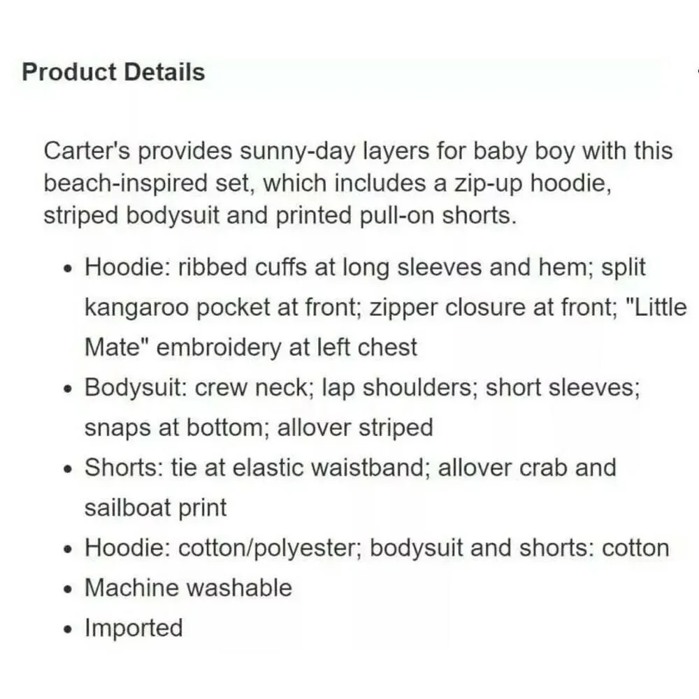 NWT 24 Months Carter's Boy's/ Girl's Orange Blue 3-Pc Hoodie Bodysuit Shorts Set